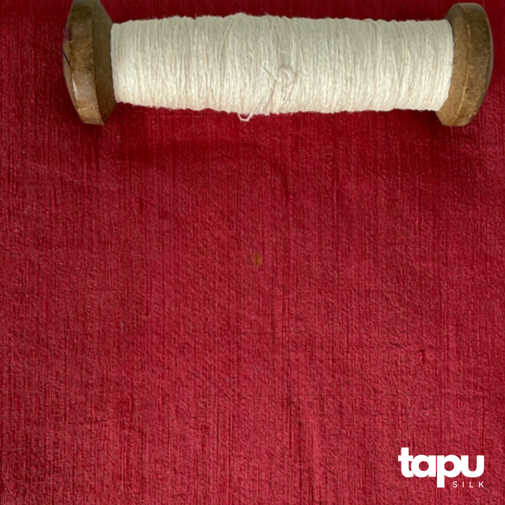Vải đũi tơ tằm tự nhiên cao cấp màu đỏ DHR01